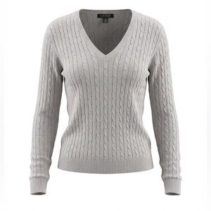 LAUREN RALPH LAUREN WOMENS SILVER METALLIC GRAY GLITTER SWEATER SIZE M